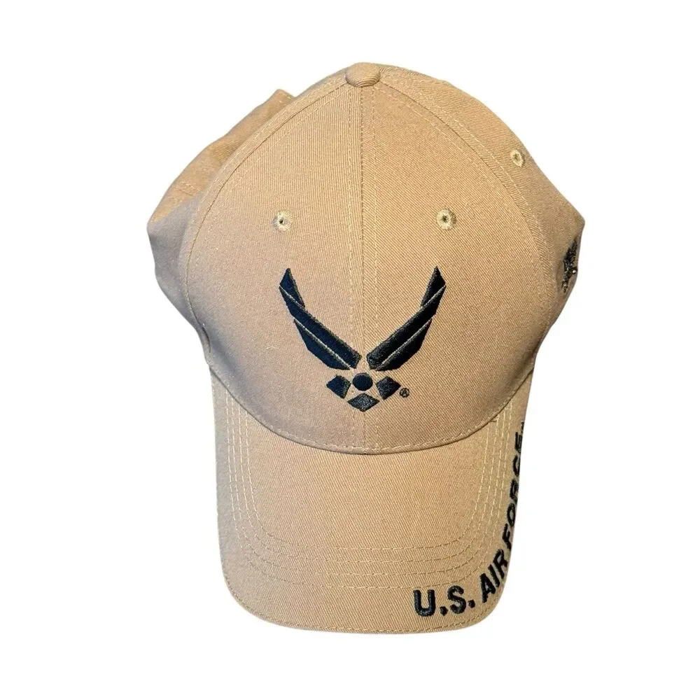 Eagle Crest U.S. Air Force Hat Tan Embroidered Military Veteran Cap One Size